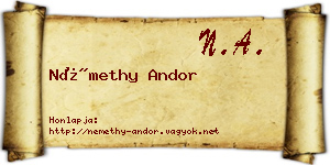 Némethy Andor névjegykártya